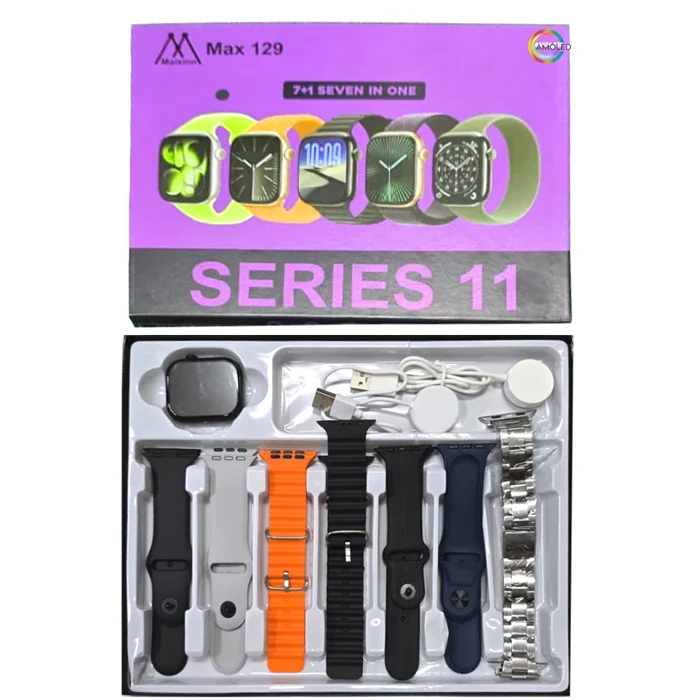 Max 129 Smart watch with 7 straps