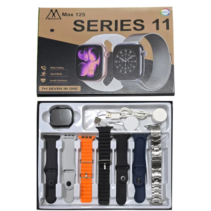 Max 125 smart watch with 7 straps